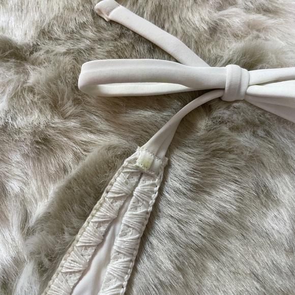 Aerie White and Brown Halter Crochet Bikini Top - Picture 5 of 6